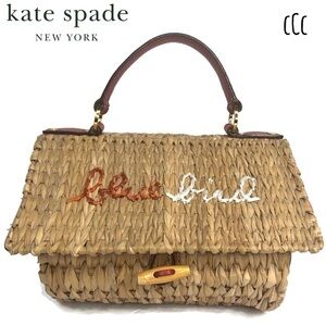 Kate Spade Wicker BlueBird Blue Bird House Novelty Bag Spring Red Straw Vintage